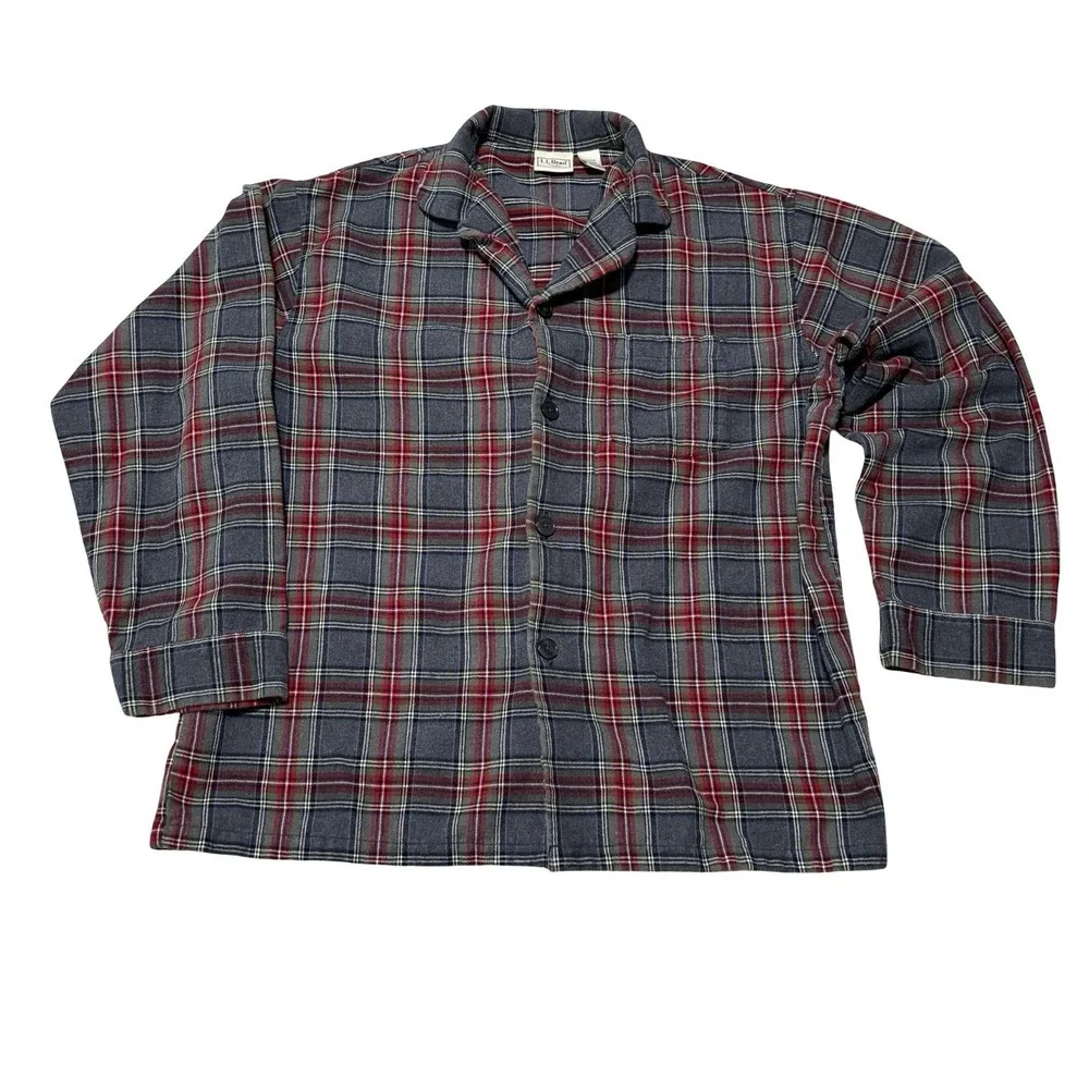 LL Bean Men's Flannel Pajama Set Top & Bottom (Cropped) 100% Cotton Size Large